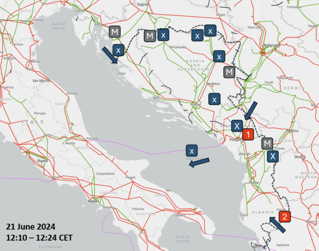 Sequence of events at the beginning of the incident on 21 June 2024